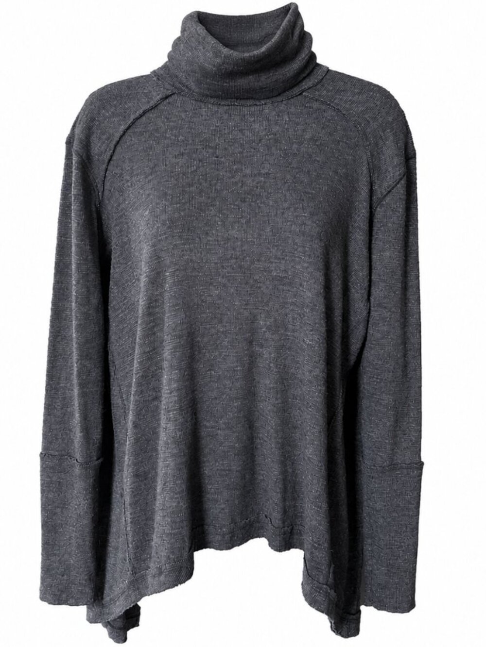 WE THE FREE (FREE PEOPLE) Split Back Slouchy Charcoal Cowl Neck Tunic size small
